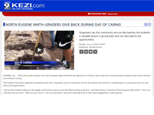 KEZI ABC: North Eugene Ninth-graders Give Back During Day of Caring