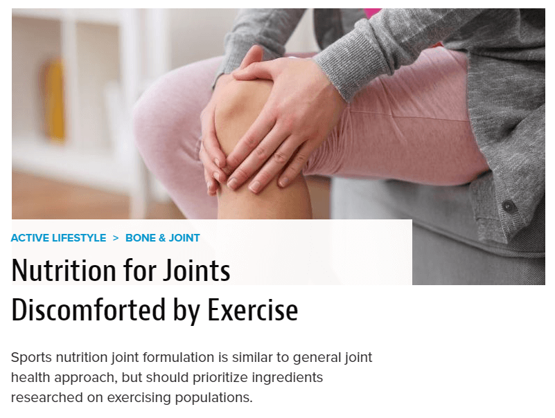 Natural Products Insider: Nutrition for Joints Discomforted by Exercise