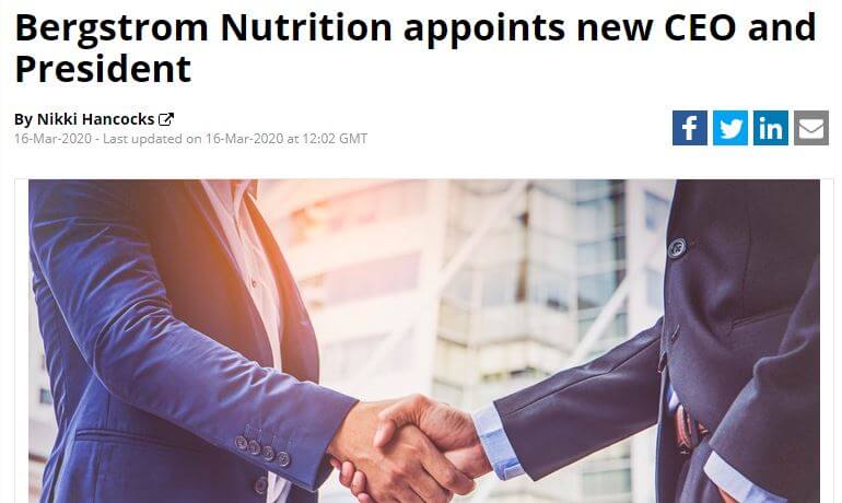 Nutra Ingredients: Bergstrom Nutrition appoints new CEO and President