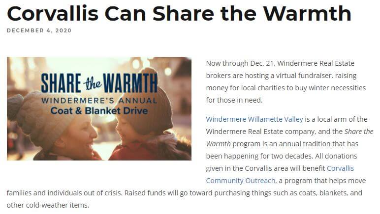 The Corvallis Advocate: Corvallis Can Share the Warmth