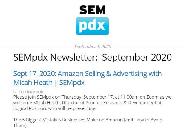 SEMpdx Newsletter: Amazon Selling & Advertising with Micah Heath