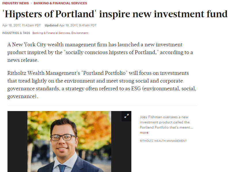 Ritholtz Wealth Management in Portland Business Journal