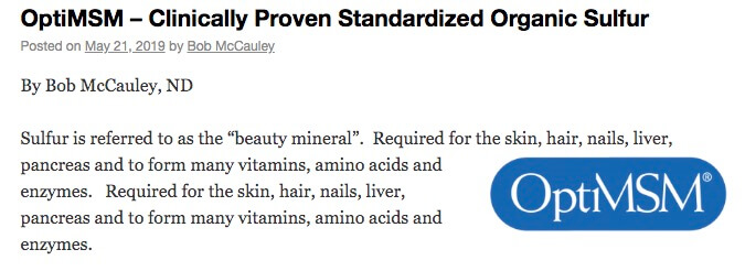 Dr. Bob McCauley’s Health BLOG: OptiMSM – Clinically Proven Standardized Organic Sulfur