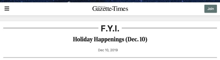 Corvallis Gazette-Times: Holiday Happenings