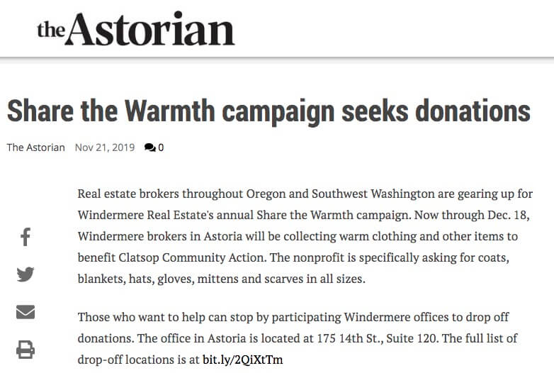 The Astorian: Share the Warmth campaign seeks donations