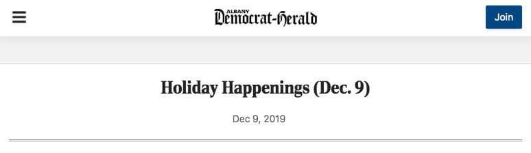 Albany Democrat-Herald: Holiday Happenings (Dec. 9)