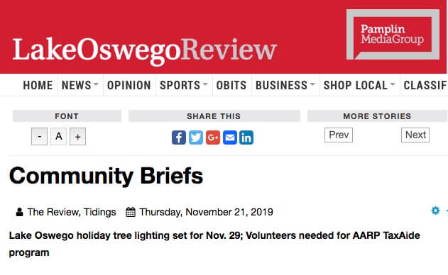 Lake Oswego Review: Community Briefs