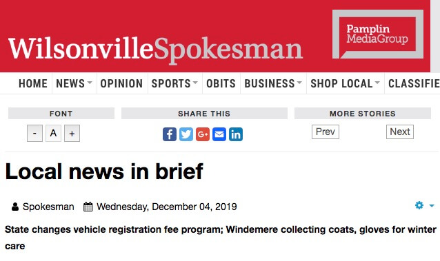 Wilsonville Spokesman: Local news in brief