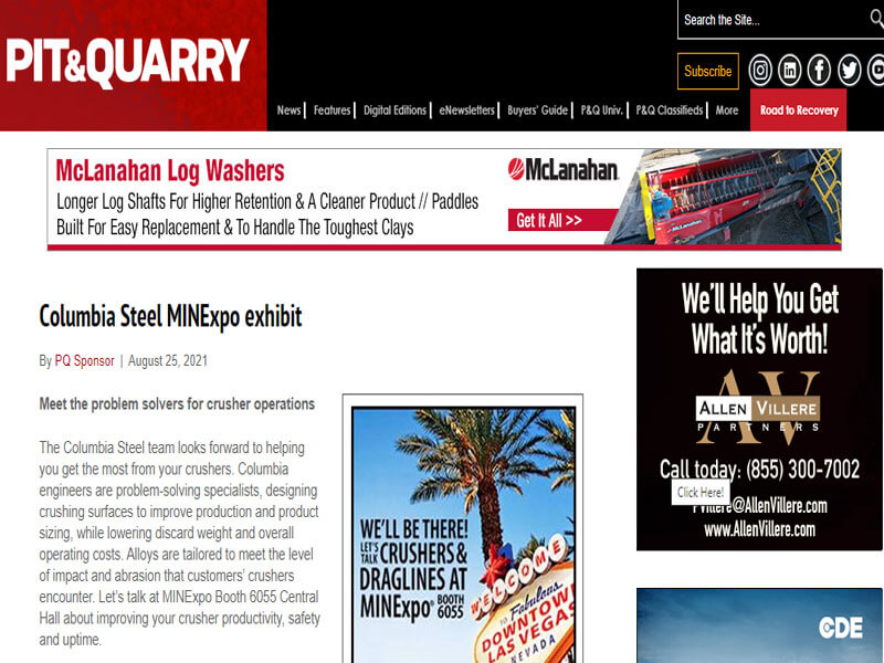 Pit&Quarry: Columbia Steel MINExpo exhibit