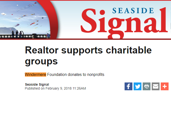 Seaside Signal: Realtor supports charitable groups
