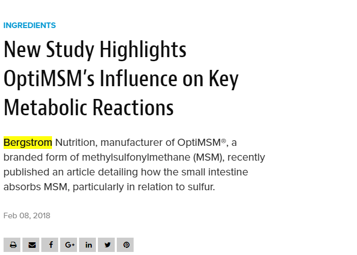 Natural Products Insider: New Study Highlights OptiMSM’s Influence on Key Metabolic Reactions
