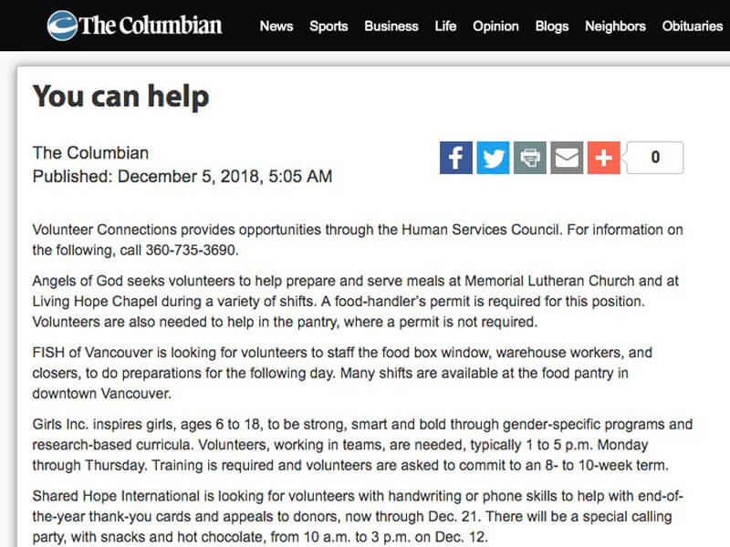 The Columbian: You can help