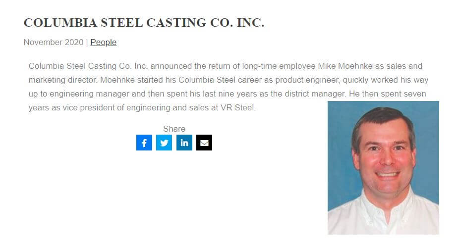Engineering and Mining Journal: Columbia Steel Casting Co. Inc.