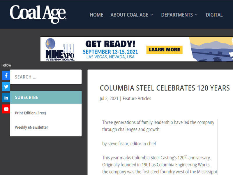 CoalAge: Columbia Steel Celebrates 120 years