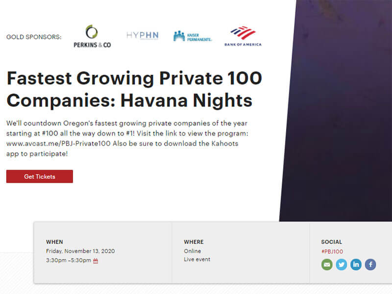 The Business Journals: Fastest Growing Private 100 Companies: Havana Nights
