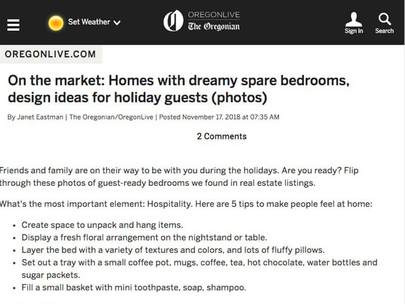 OregonLive: On the market: Homes with dreamy spare bedrooms, design ideas for holiday guests