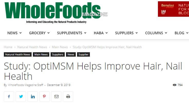 Whole Foods Magazine: Study: OptiMSM Helps Improve Hair, Nail Health